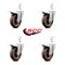 Service Caster 4 Inch High Temp Glass Filled Nylon 7/8 Inch Stem Caster Set Total Lock Brake SCC-SQTTL20S414-GFNSHT-78-4 - alternate 4